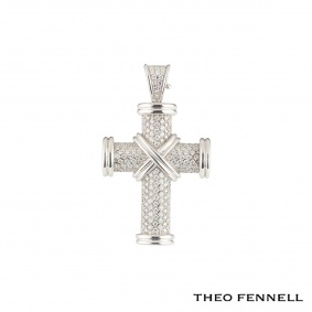Theo Fennell White Gold Diamond Crosses Pendant 1.28ct G/VS